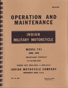 TM10 1485 ~India Segunda Guerra Mundial Motocicleta 741 ~ Manual de operación y mantenimiento ~ Imprnt - Imagen 1 de 4
