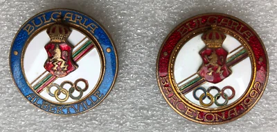 Bulgaria 2 olympic badges Albertville and Barcelona - Image 1 of 3
