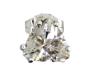 One Single Stud 1.36 Carat 7mm Trilliant Yellow Peach Zircon Sterling Earring - Picture 1 of 2