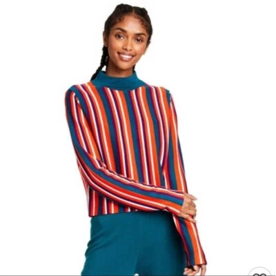 Women's Striped Mock Turtleneck Pullover Sweater - Victor Glemaud x Target XS Foto 1 de 4