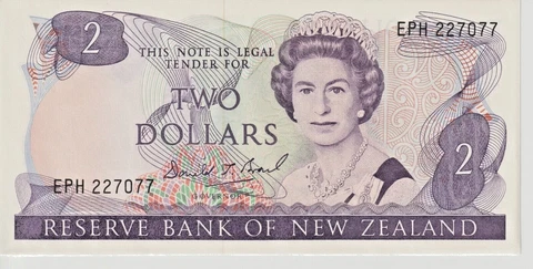 1989 - 92 New Zealand $2 Dollars Banknote - Brash - P# 170c - UNC - # 24458 Cover