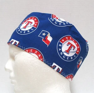  Texas Rangers Mens Scrub Cap, Surgical Cap, Chemo Hat, Skull Cap, One Size - Picture 1 of 4