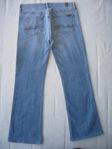 7 for all Mankind Womens Boycut Boot Jeans Sz 27 Blue Distressed w Stretch L28 - Picture 1 of 9