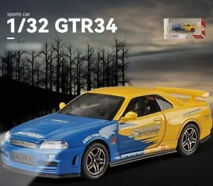 Modellino auto Nissan Skyline R34 GTR 1:32 con luce e caratteristiche speciali - Foto 1 di 6