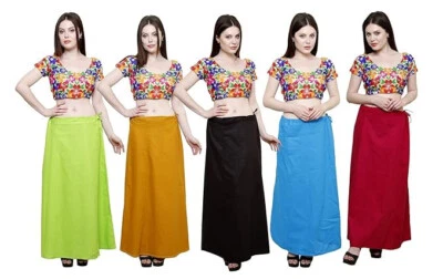 Traditional Readymade Cotton Straight Shapewear Women Girl Saree Underskirt- 5PC - Image 1 of 4