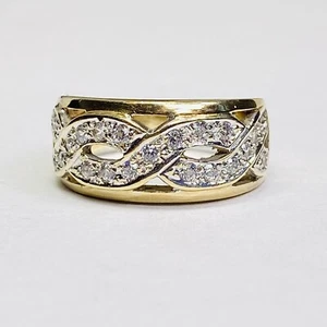9ct Gold Celtic Weave Cocktail Ring - UK Size P - REF-1671 - Picture 1 of 11