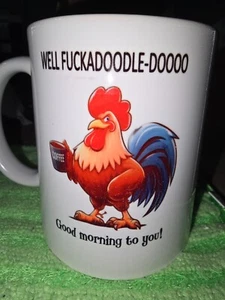 11 Unzen Kaffeebecher Lustiger Hahn Comic Porzellan Becher für heiße oder kalte Getränke - Bild 1 von 1