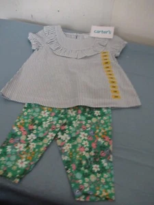 P8 Girls size 6 Months 2 Piece outfit Multicolored Top and Pants Carters - Picture 1 of 8