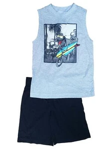 Joe Boxer Boys Grey & Black Surfing Croc Bicycle 2 Piece Pajama PJ Set Medium(8) - Picture 1 of 1