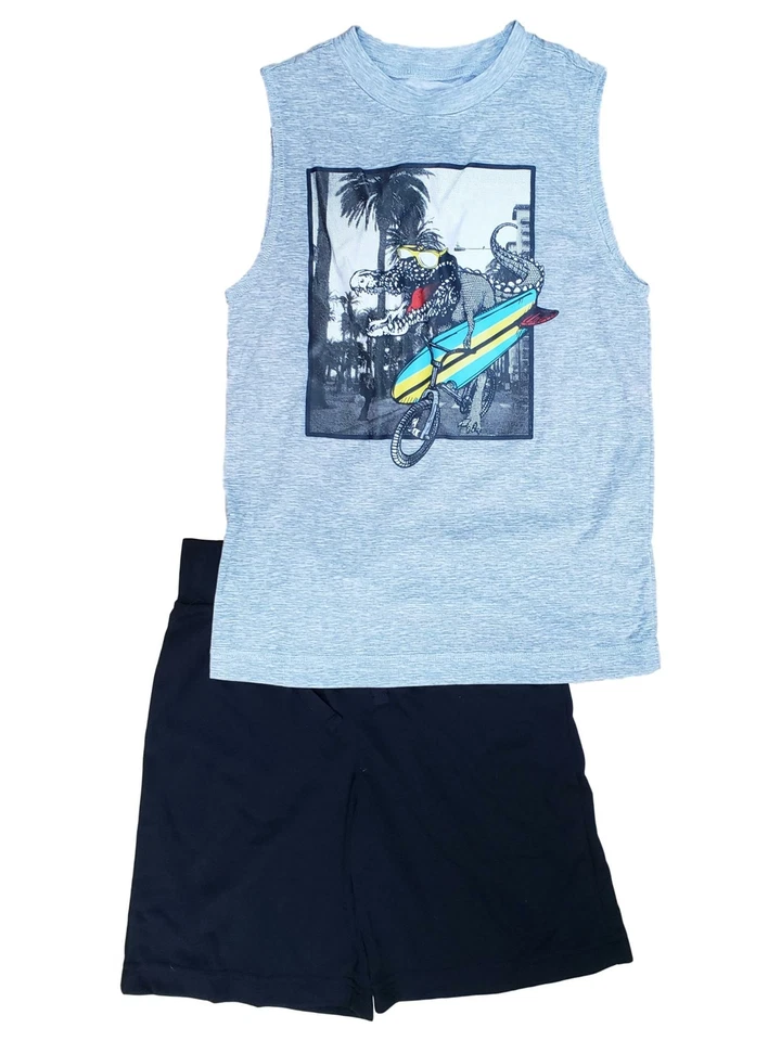 Joe Boxer Niños Gris y Negro Surf Croc Bicicleta 2 Piezas Pijama Conjunto Mediano (8) Foto 1 de 1