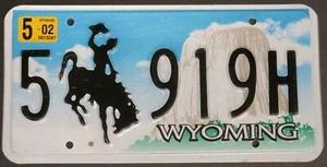 Einzelnes Wyoming Nummernschild 5 919H geprägt - Bucking Bronco - Cowboy - Bild 1 von 5