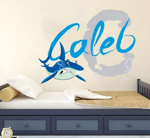 Shark Bubbles Custom Name Wall Decal Vinyl Sticker Wall Art Room Decor - Picture 1 of 5