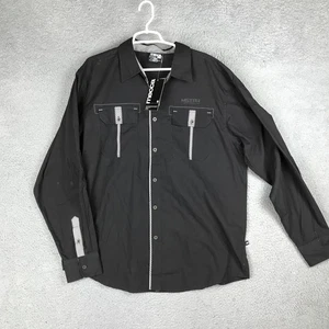 Mecca Shirt Mens 2XL Black Long Sleeve Button Down MSTAR Pockets Urban NWT - Picture 1 of 9