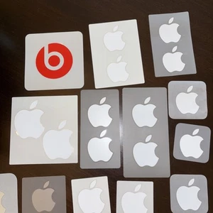 Lot Of 22 Original Apple Logo Stickers Decals White -19 Silver-3 1-Beats - Photo 1/10