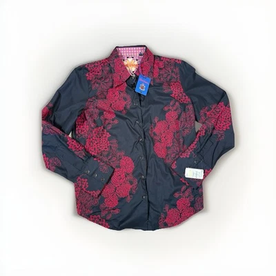 Robert Graham Shirt Mens L Black Red Floral Button Up Long Sleeve Cuff NWT (A16) - Image 1 of 4