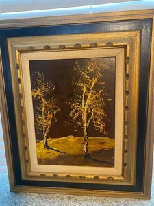 Morris Katz signed painting 'Trees' World's Fastest Painter 12x16" 26x22" framed - Picture 1 of 8