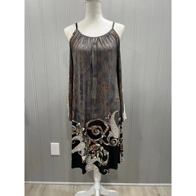 Maxi Vestido EMERALD Hombro Frío Para Mujer Talla S Negro Paisley Encaje Ribete Foto 1 de 4