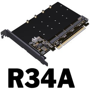 ADT Link PCIe 5.0 x16 to 4-Port M.2 NVMe Hard Drive Split Adapter Expansion Card - Picture 1 of 16