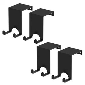 4 Pcs Black Carbon Steel Towel Hooks for Glass Door For Kitchen Bathroom Use - Picture 1 of 14