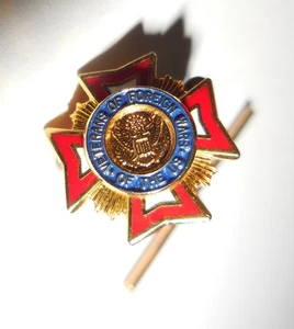 VINTAGE US VFW GOLD FILLED LAPEL PIN TIE TACK VETERANS OF FOREIGN WARS - Picture 1 of 4