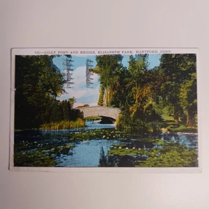 Cartolina Lilly Pond and Bridge Elizabeth Park Hartford Connecticut pubblicata 1930 - Foto 1 di 9