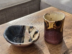 Russell Kingston Lynmouth Pottery Sipping Beaker and Dip Bowl - Picture 1 of 7