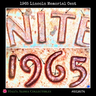 💠🪙💠1965 RD Proof DDO-001 DDR-001 Doubled Die Lincoln Memorial Cent 💥NICE!💥 - Image 1 of 4