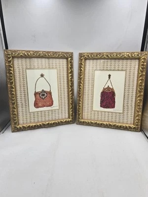 Peggy Abrams Set 2 Fashion Art Prints Framed Wall Decor Purses Vintage Signed - Image 1 of 4