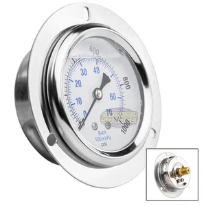 2.5" Liquid Filled Pressure Gauge 0-1000 PSI 1/4" NPT CBM Panel Flush Mount - Picture 1 of 6