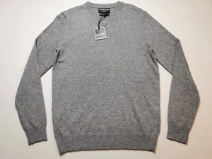 SAVILE ROW Co Mens UK S Wool Cashmere Blend Jumper BNWT Grey V-Neck Long Sleeved - Picture 1 of 12