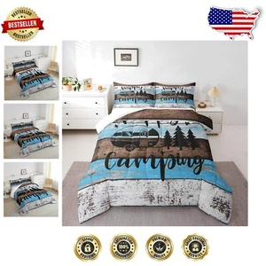 Happy Camping Twin Comforter Set with 3D Printed Pillowcase - For All Seasons - Picture 1 of 8