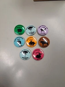 Vintage Heifer International Pins Lot Of 8 Animals Nature Bunny Duck Llama Tree - Picture 1 of 9