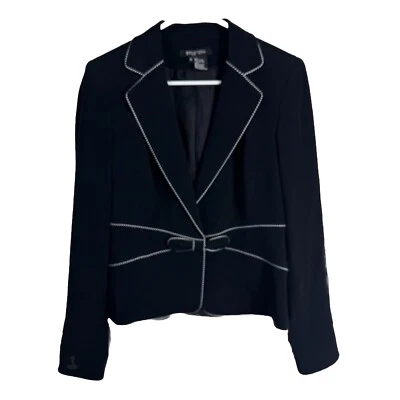 Traje Blazer Chaqueta Etcetera Negro Blanco 6 Mujer’s Lazo Foto 1 de 4