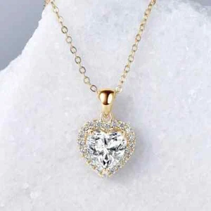 Collana con ciondolo 2 ct oro giallo VVS1/D/eccellente passaggio test diamanti creato in laboratorio - Foto 1 di 6