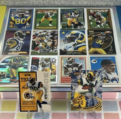 1995 Pinnacle 2004 Fleer Tradition Isaac Bruce Football Cards Playoff Revolution - Image 1 of 4