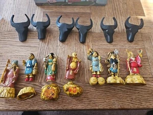 Vintage Japanese Statuette Seven Lucky Gods Of Happiness Figurines 3'' - Picture 1 of 6