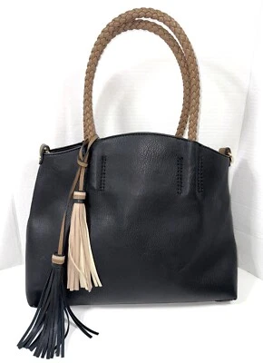 Mellow World Black Brown Tassel Crossbody Shoulder Handbag Bag Purse Tote Travel - Image 1 of 4