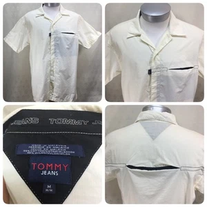 Tommy Jeans Men's Size Medium Ivory with Hook Latch polo shirt Gr1 - Picture 1 of 11