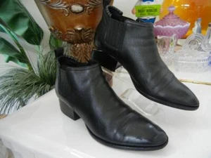 ALEXANDER WANG KORI POINTED TOE CUTOUT HEEL BLACK CALF LEATHER BOOTS SIZE 9 $595 - Picture 1 of 6