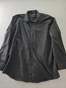 Calvin Klein Button Up Shirt Mens Size 19 Black Slim Tall Non Iron Long Sleeve - Picture 1 of 11
