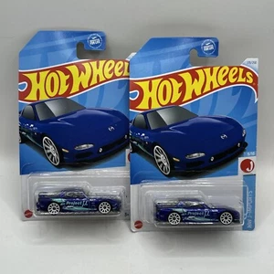 Hot Wheels 2024 95 Mazda RX-7 J-IMPORTS 9/10 Blu JDM Nuovo - Foto 1 di 8