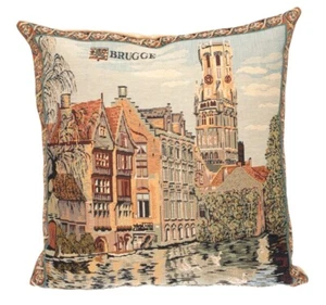 ROZENHOEDKAAI & BELFRY BRUGGE, BELGISCHER TAPESTKISSENBEZUG MIT REISSVERSCHLUSS 18" 00125 - Bild 1 von 8