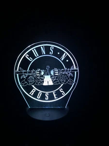 GUNS N ROSES ROCK N ROLL 3D Acrílico LED 7 Colores Luz Nocturna Lámpara de Mesa Táctil - Imagen 1 de 5