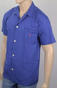 Camisa Polo Ralph Lauren Azul a Cuadros Botón Frontal Dormir Naranja Bolsillo Poni Nueva con Etiquetas - Imagen 1 de 1