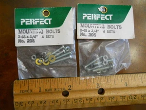 PERFECT #205 3-48 x 3/4" MOUNTING BOLTS , 2 PACKS (NEW IN SEALED PKG) - Picture 1 of 1