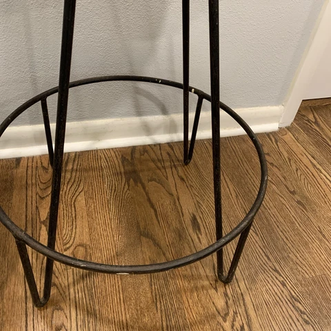Frederick Weinberg Wrought-Iron Stool w/Original Rattan Seat Top (EXC.) Cover