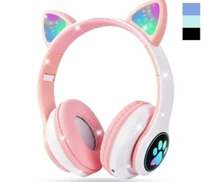 CUFFIE BAMBINA GATTO WIRELESS RICARICABILE USB PIEGHEVOLE LUCI LED VZV-23M - Foto 1 di 6
