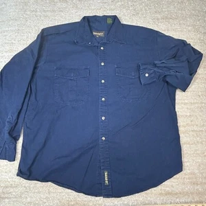 Timberland Weathergear Shirt Mens XL Navy Blue Long Sleeve Button Front VTG - Picture 1 of 9