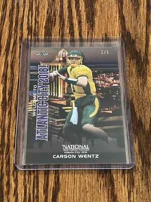 2016 Leaf Carson Wentz 1/1 RC The National NDSU Bison Rookie Minnesota Vikings - Image 1 of 2
