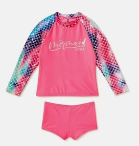$60 XOXO Girls Swimsuit Tankini Rash Guard Bikini Bottom Mermaid Sz 12 14 L Pink - Picture 1 of 4